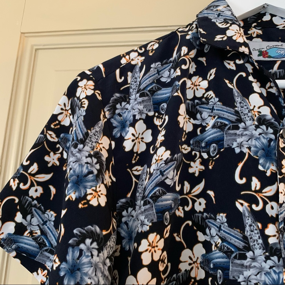 Vintage Blue Car Souvenir Button-Down Top SZ M - Picture 7 of 13